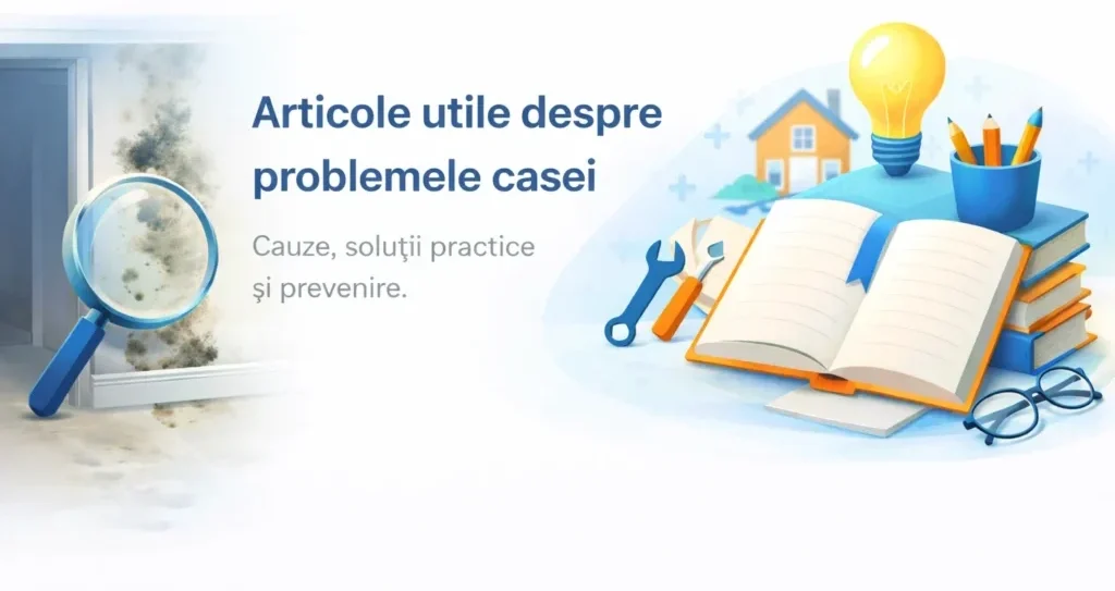 Главный визуальный баннер сайта Probleme Acasă о домашних проблемах, причинах, практических решениях и профилактике